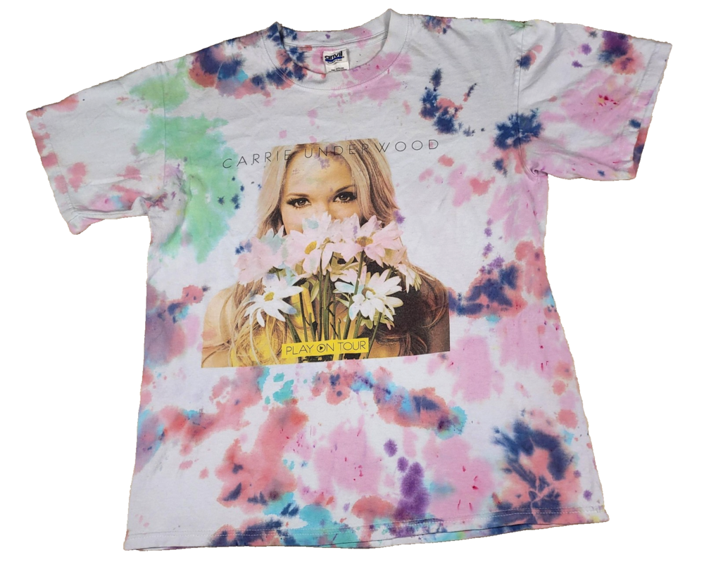 Carrie Underwood Shirt Womens Medium Tie Dye Play On Tour Concert 2010 Band Tee